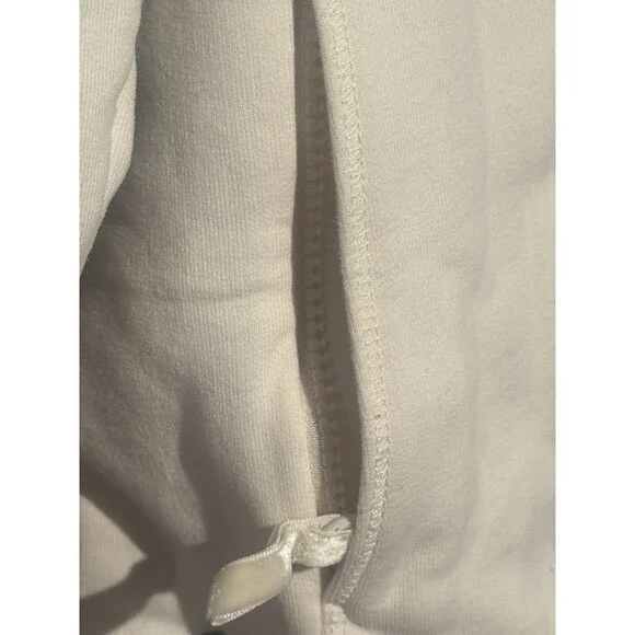 LL Bean Women’s XL Faux Fur Lined Full Zip Hoodie Off White Pockets Retro Y2K - Picture 3 of 7